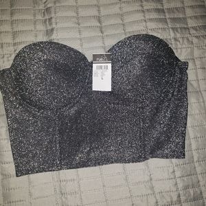 Gray glitter corset tube top
